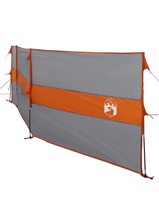 Kempingový větrolam šedý a oranžový 490x123 cm nepromokavá