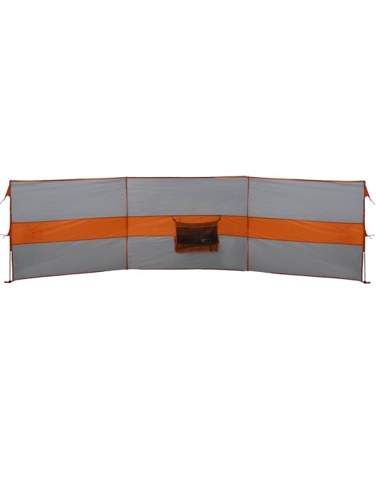 Kempingový větrolam šedý a oranžový 490x123 cm nepromokavá