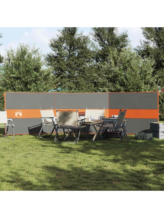 Kempingový větrolam šedý a oranžový 490x123 cm nepromokavá