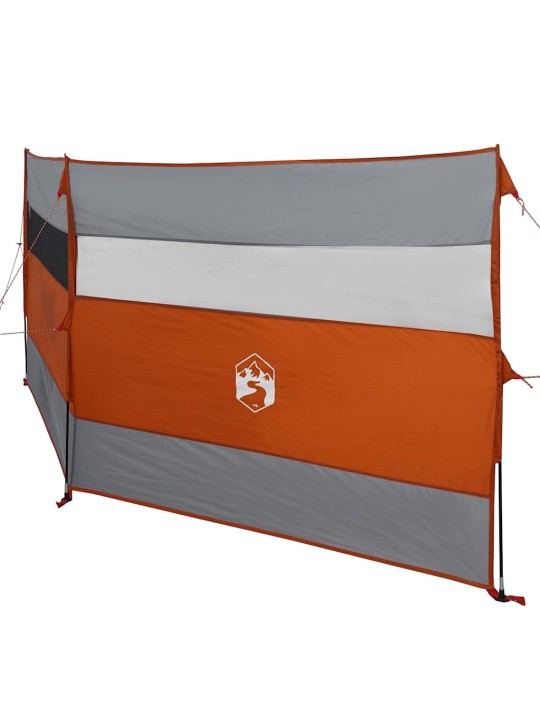 Kempingový větrolam šedý a oranžový 340x130 cm vodotěsný