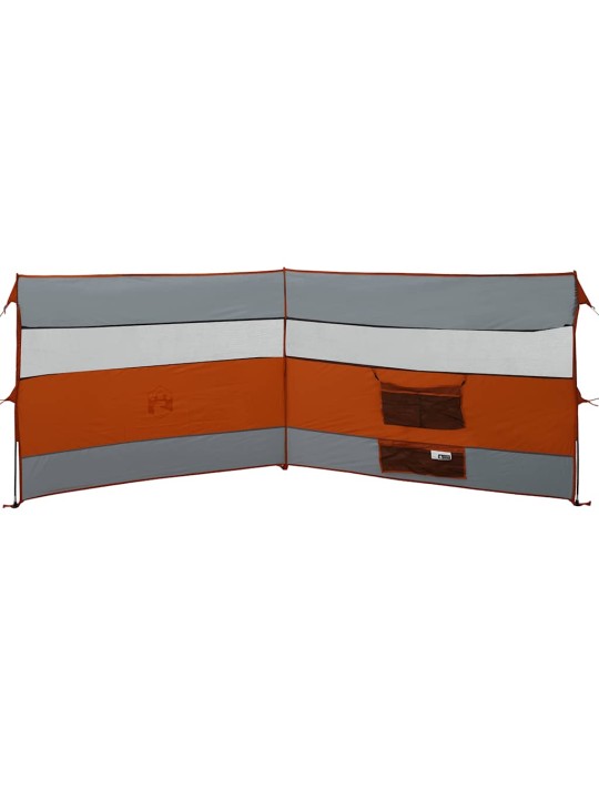 Kempingový větrolam šedý a oranžový 340x130 cm vodotěsný