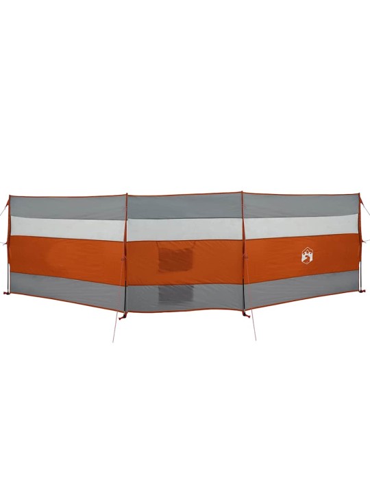 Kempingový větrolam šedý a oranžový 508x130 cm nepromokavá