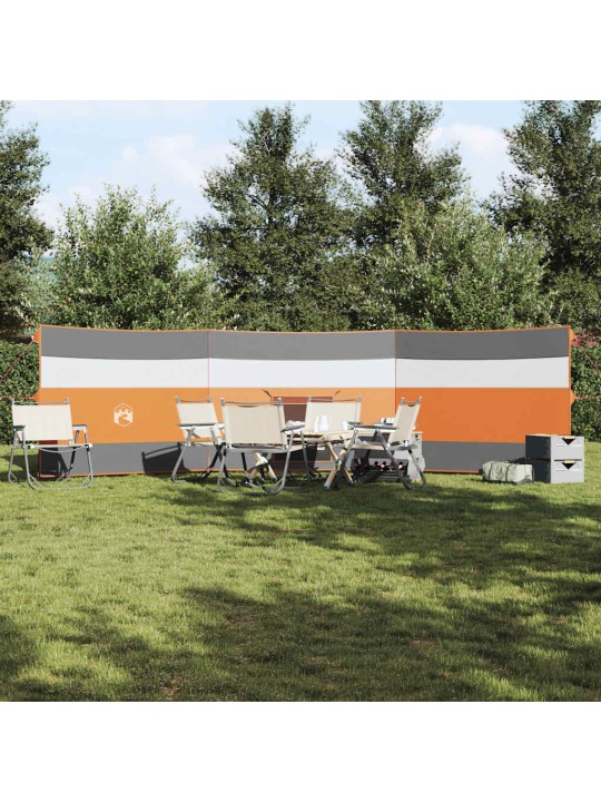 Kempingový větrolam šedý a oranžový 508x130 cm nepromokavá
