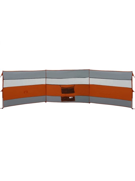 Kempingový větrolam šedý a oranžový 508x130 cm nepromokavá
