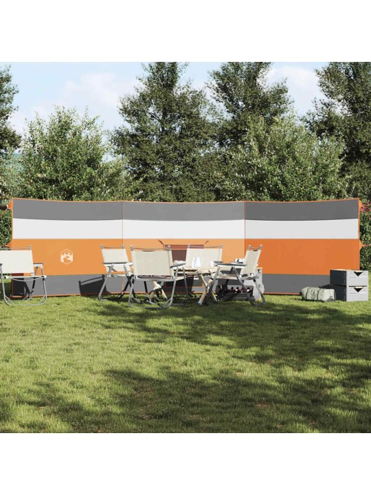 Kempingový větrolam šedý a oranžový 508x130 cm nepromokavá