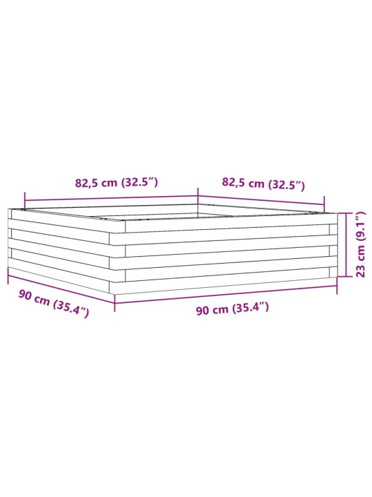 Zahradní truhlík 90 x 90 x 23 cm impregnované borové dřevo