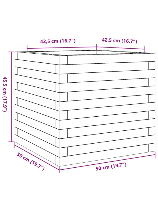 Zahradní truhlík 50 x 50 x 45,5 cm impregnované borové dřevo