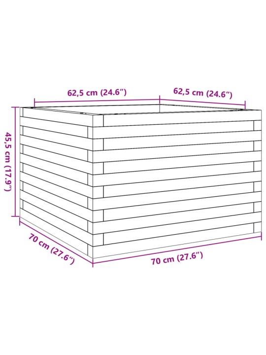 Zahradní truhlík 70 x 70 x 45,5 cm impregnované borové dřevo