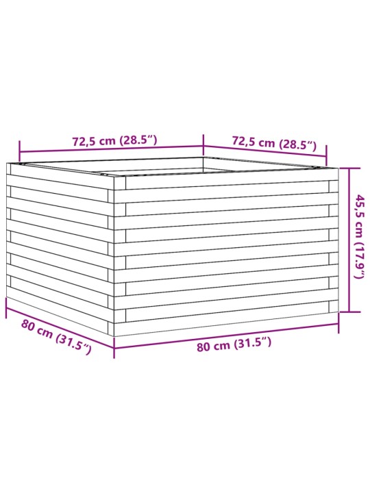 Zahradní truhlík 80 x 80 x 45,5 cm masivní borové dřevo