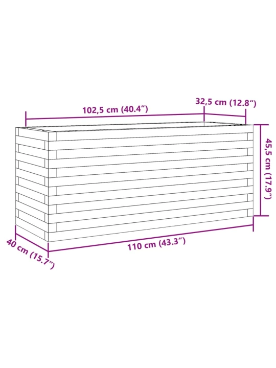 Zahradní truhlík 110 x 40 x 45,5 cm masivní borové dřevo