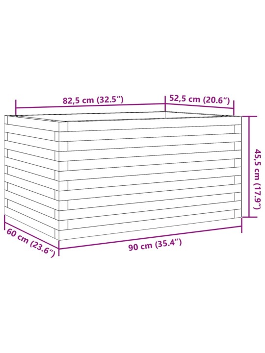 Zahradní truhlík 90 x 60 x 45,5 cm impregnované borové dřevo