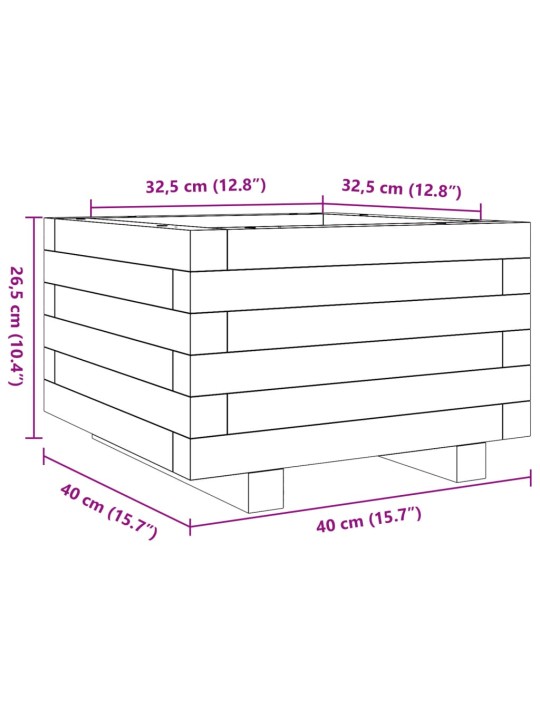 Zahradní truhlík 40 x 40 x 26,5 cm impregnované borové dřevo