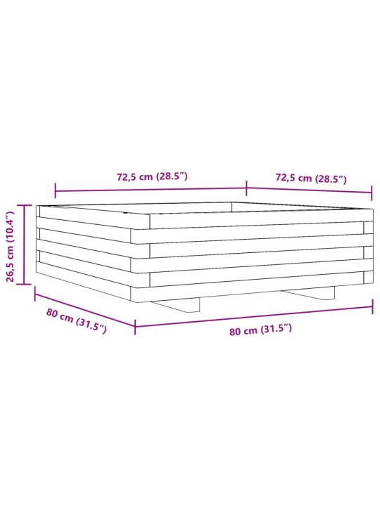 Zahradní truhlík 80 x 80 x 26,5 cm impregnované borové dřevo