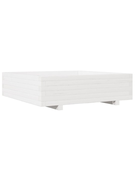 Zahradní truhlík bílý 90 x 90 x 26,5 cm masivní borové dřevo