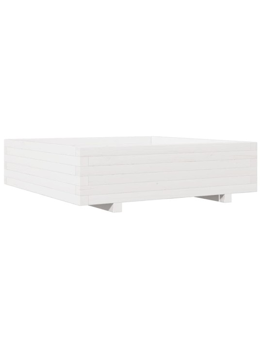 Zahradní truhlík bílý 90 x 90 x 26,5 cm masivní borové dřevo
