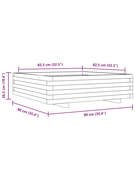 Zahradní truhlík 90 x 90 x 26,5 cm impregnované borové dřevo