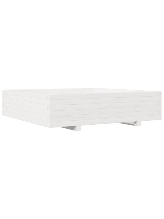 Zahradní truhlík bílý 100 x 100 x 26,5 cm masivní borové dřevo