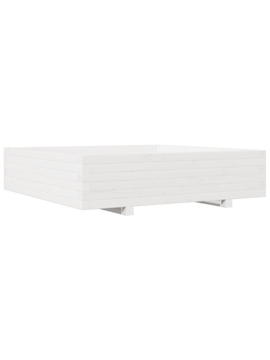 Zahradní truhlík bílý 100 x 100 x 26,5 cm masivní borové dřevo