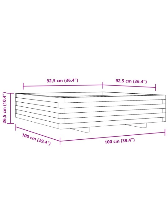 Zahradní truhlík 100 x 100 x 26,5 cm impregnované borové dřevo