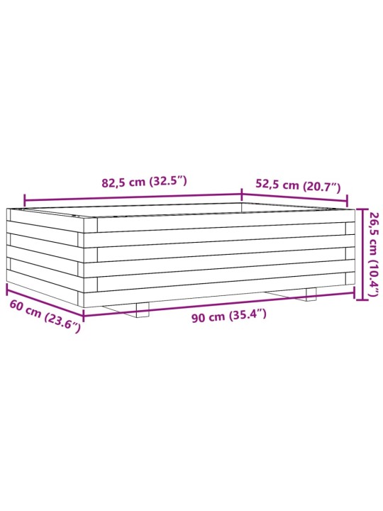 Zahradní truhlík 90 x 60 x 26,5 cm impregnované borové dřevo