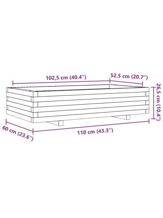 Zahradní truhlík 110 x 60 x 26,5 cm masivní borové dřevo