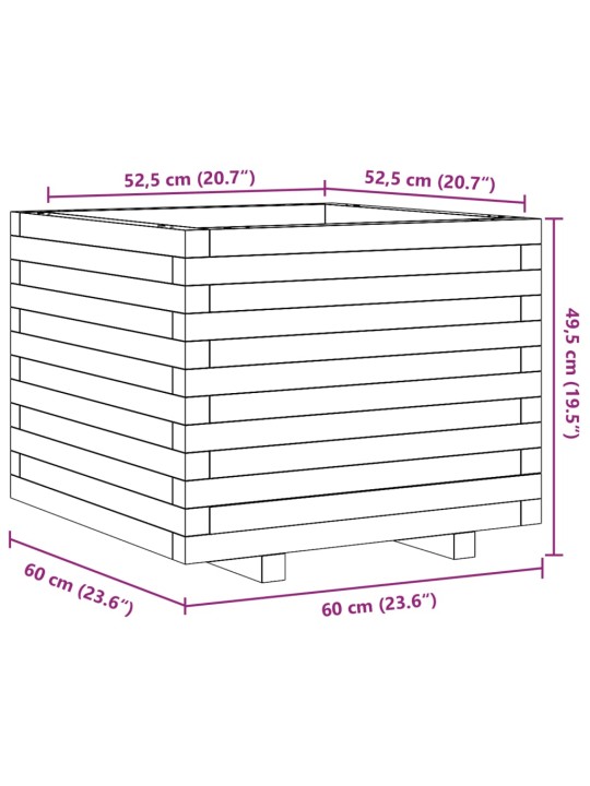 Zahradní truhlík 60 x 60 x 49,5 cm impregnované borové dřevo