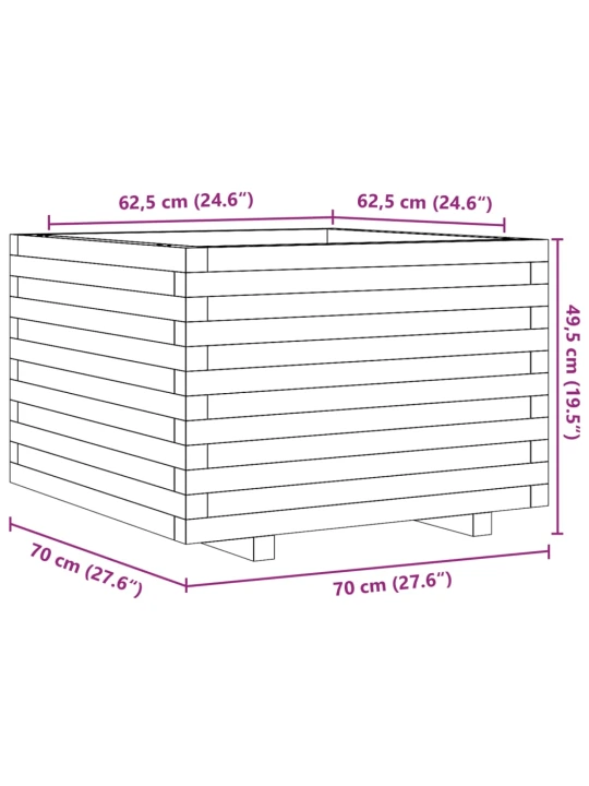 Zahradní truhlík 70 x 70 x 49,5 cm impregnované borové dřevo