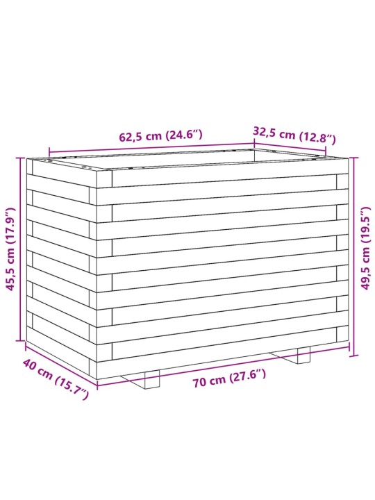 Zahradní truhlík 70 x 40 x 49,5 cm impregnované borové dřevo