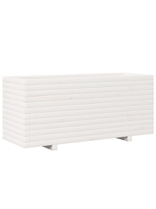 Zahradní truhlík bílý 110 x 40 x 49,5 cm masivní borové dřevo