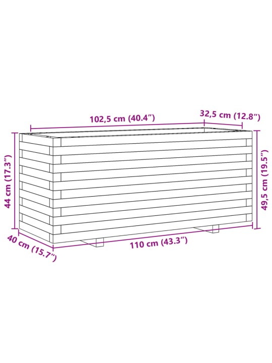 Zahradní truhlík 110 x 40 x 49,5 cm impregnované borové dřevo