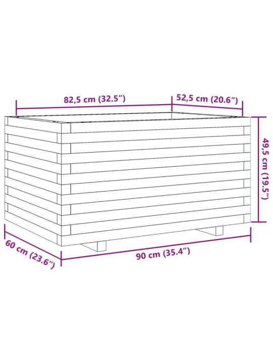 Zahradní truhlík 90 x 60 x 49,5 cm impregnované borové dřevo
