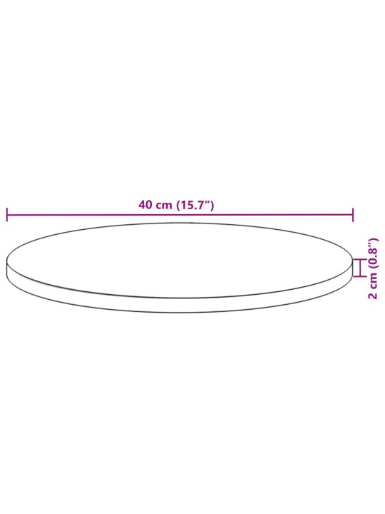 Stolní deska kulatá ø 40 x 2 cm masivní akáciové dřevo