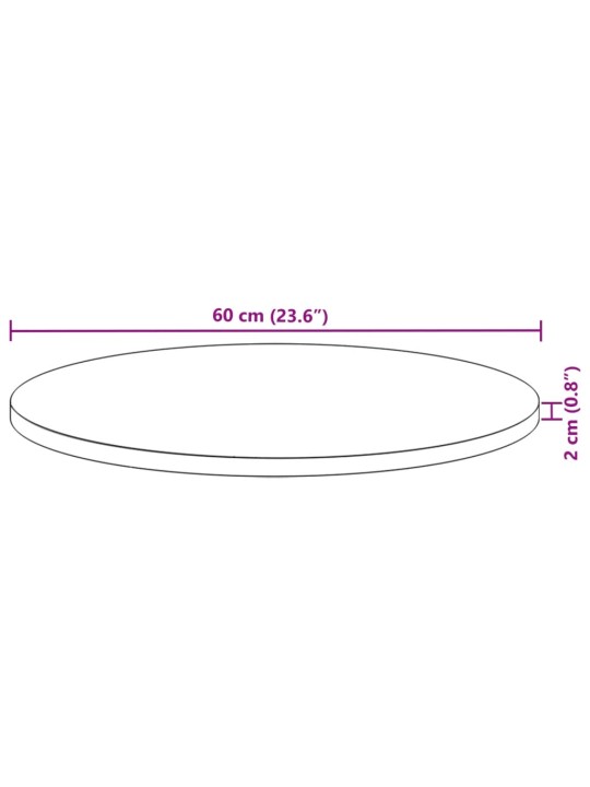 Stolní deska kulatá Ø 60 x 2 cm masivní akáciové dřevo