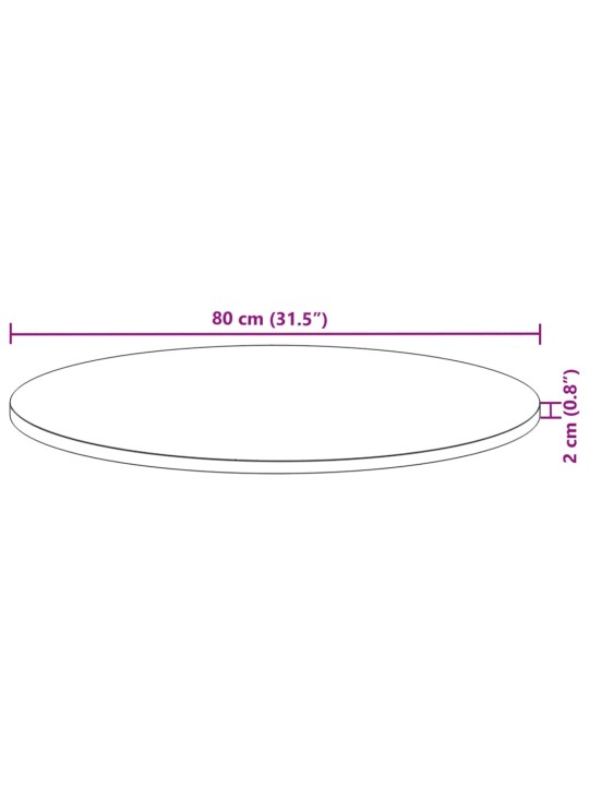 Stolní deska kulatá Ø 80 x 2 cm masivní akáciové dřevo