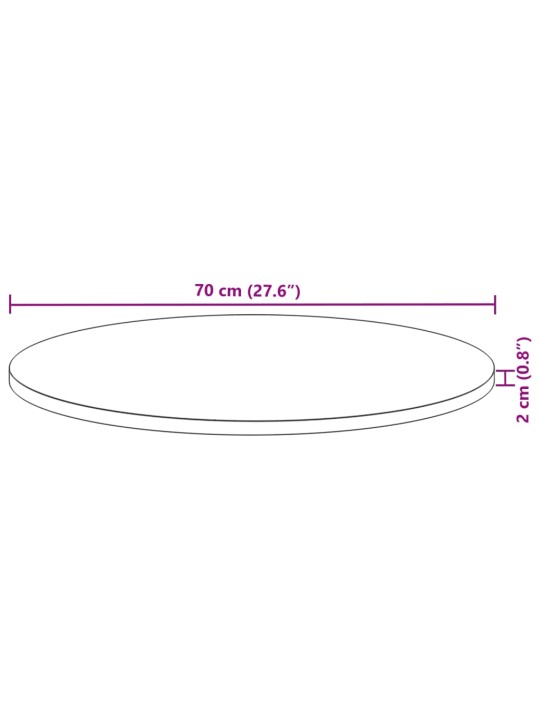 Stolní deska kulatá ø 70 x 2 cm masivní akáciové dřevo