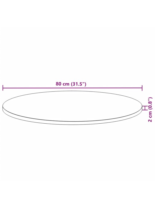 Stolní deska kulatá Ø 80 x 2 cm masivní akáciové dřevo