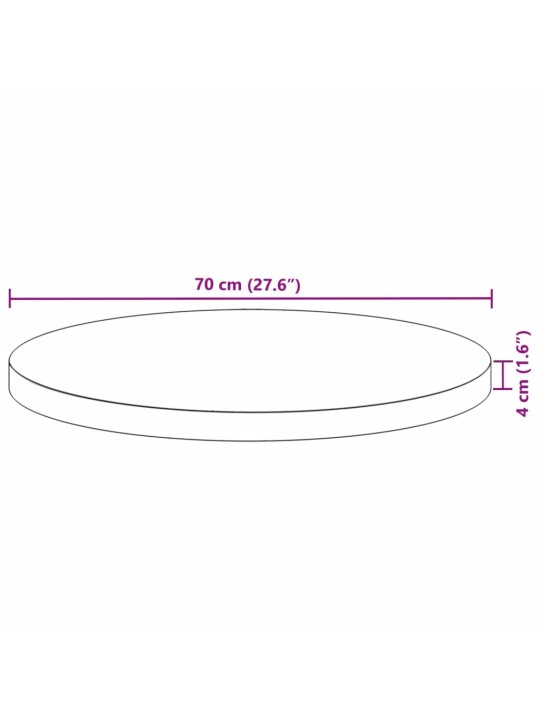 Stolní deska kulatá Ø 70 x 4 cm masivní akáciové dřevo