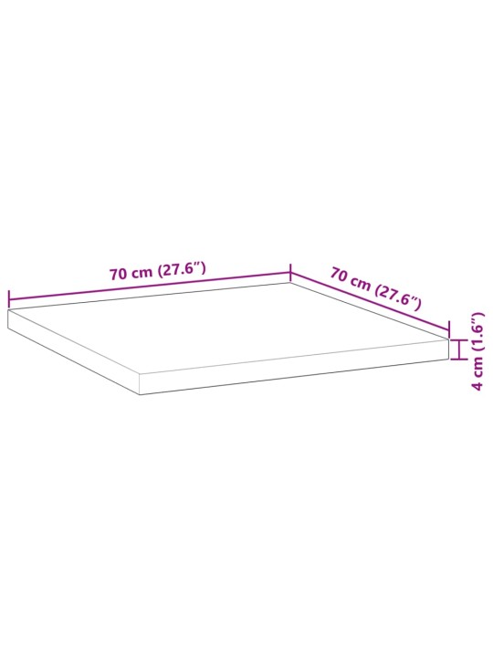 Stolní deska čtvercová 70 x 70 x 4 cm masivní akáciové dřevo
