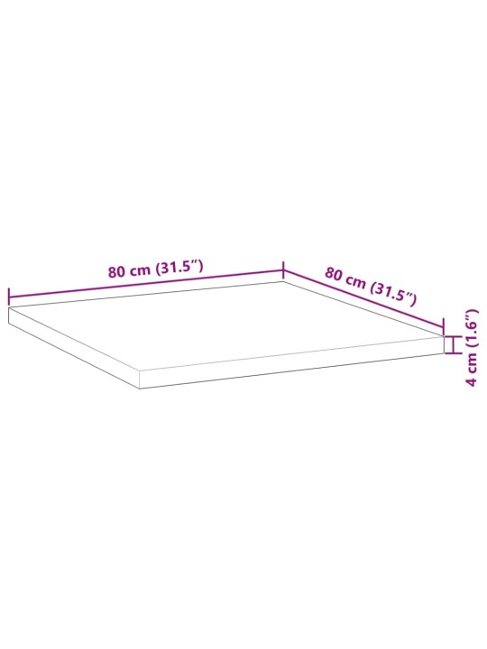 Stolní deska čtvercová 80 x 80 x 4 cm masivní akáciové dřevo
