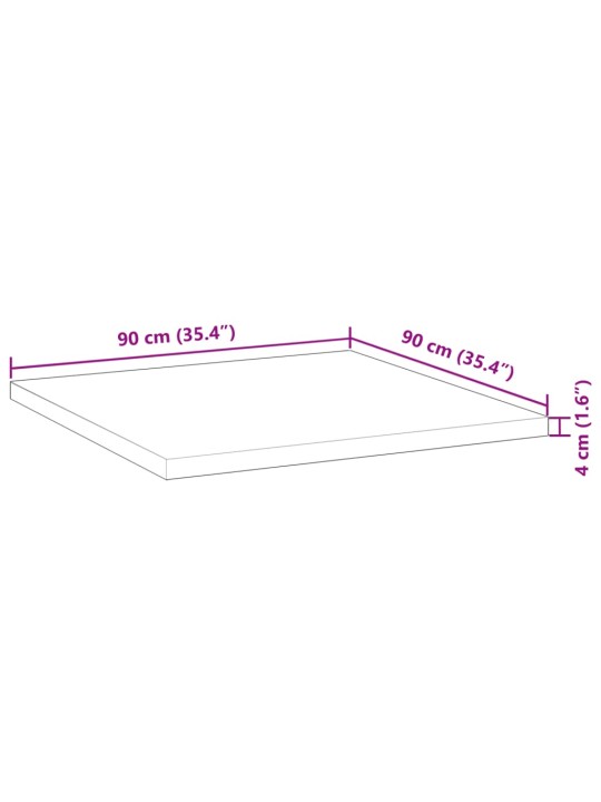 Stolní deska čtvercová 90 x 90 x 4 cm masivní akáciové dřevo