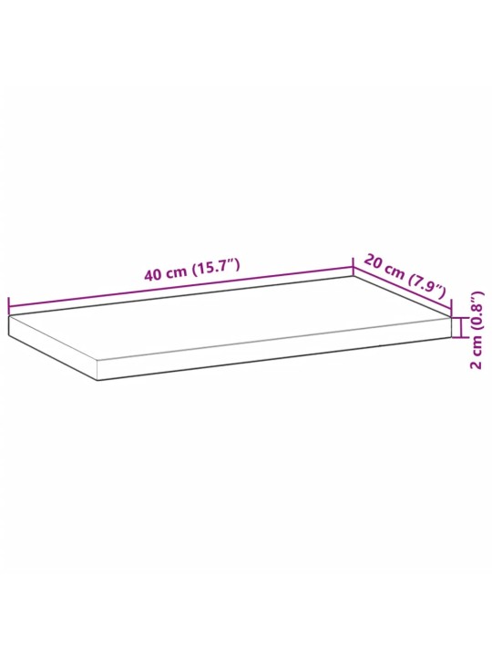 Stolní deska 40 x 20 x 2 cm obdélníková masivní akáciové dřevo