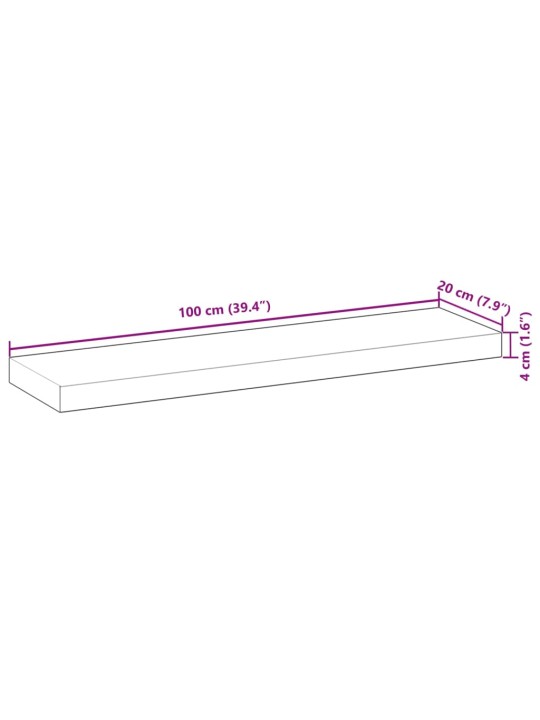 Stolní deska 100 x 20 x 4 cm obdélníková masivní akáciové dřevo