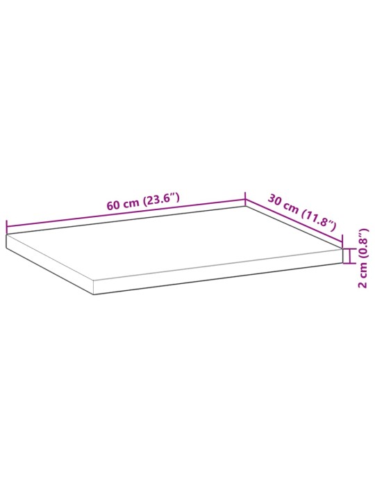 Stolní deska obdélníková 60 x 30 x 2 cm masivní akáciové dřevo