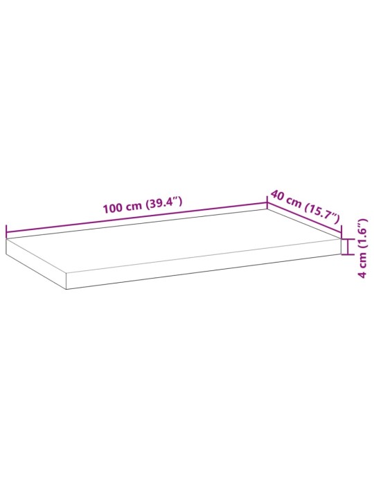 Stolní deska 100 x 40 x 4 cm obdélníková masivní akáciové dřevo