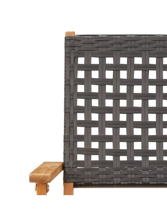 7dílný zahradní jídelní set černý polyratan a masivní dřevo