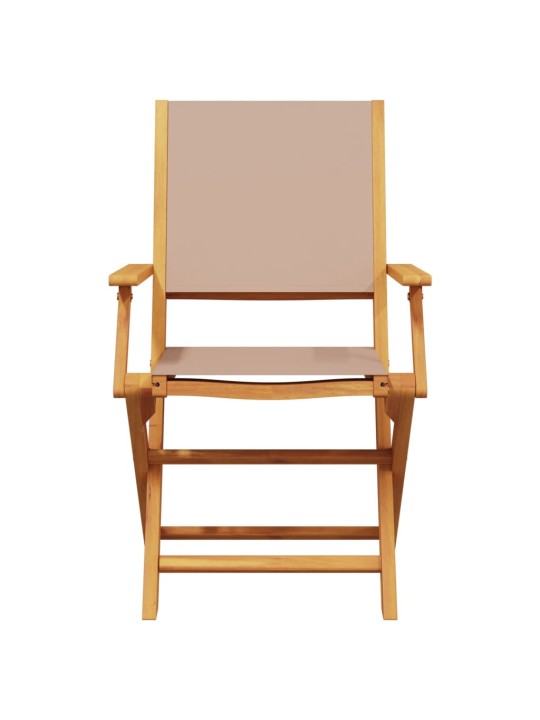 7dílný zahradní jídelní set taupe textil a masivní dřevo