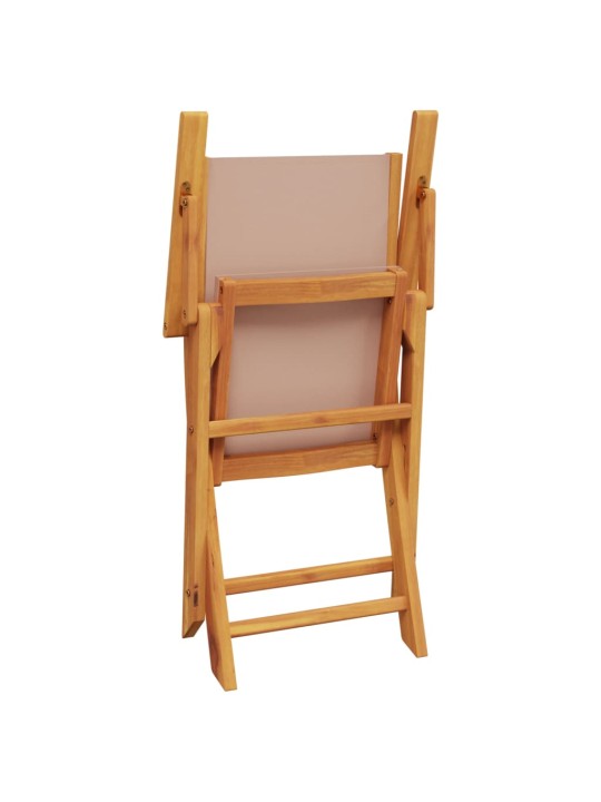 7dílný zahradní jídelní set taupe textil a masivní dřevo
