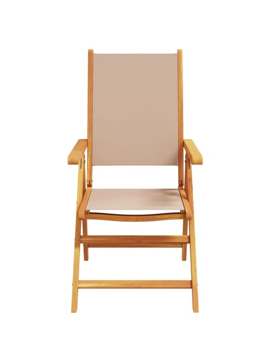 7dílný zahradní jídelní set taupe textil a masivní dřevo