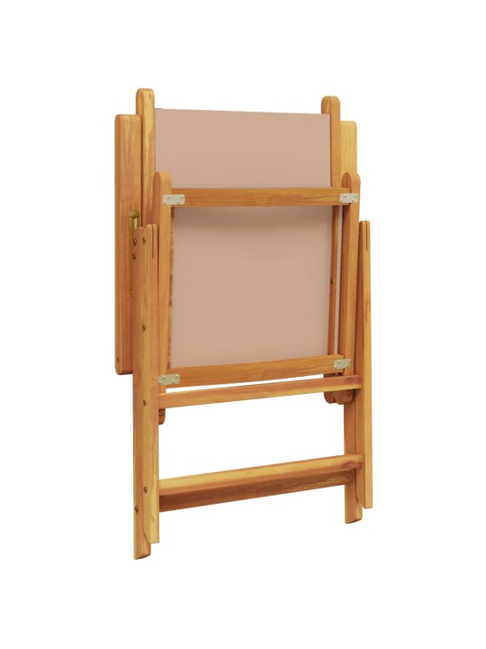 7dílný zahradní jídelní set taupe textil a masivní dřevo