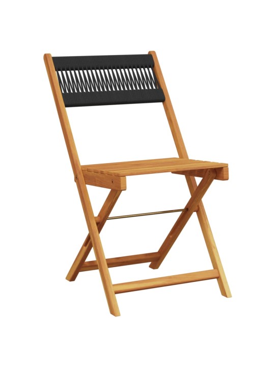3dílný bistro set černý polypropylen a masivní dřevo